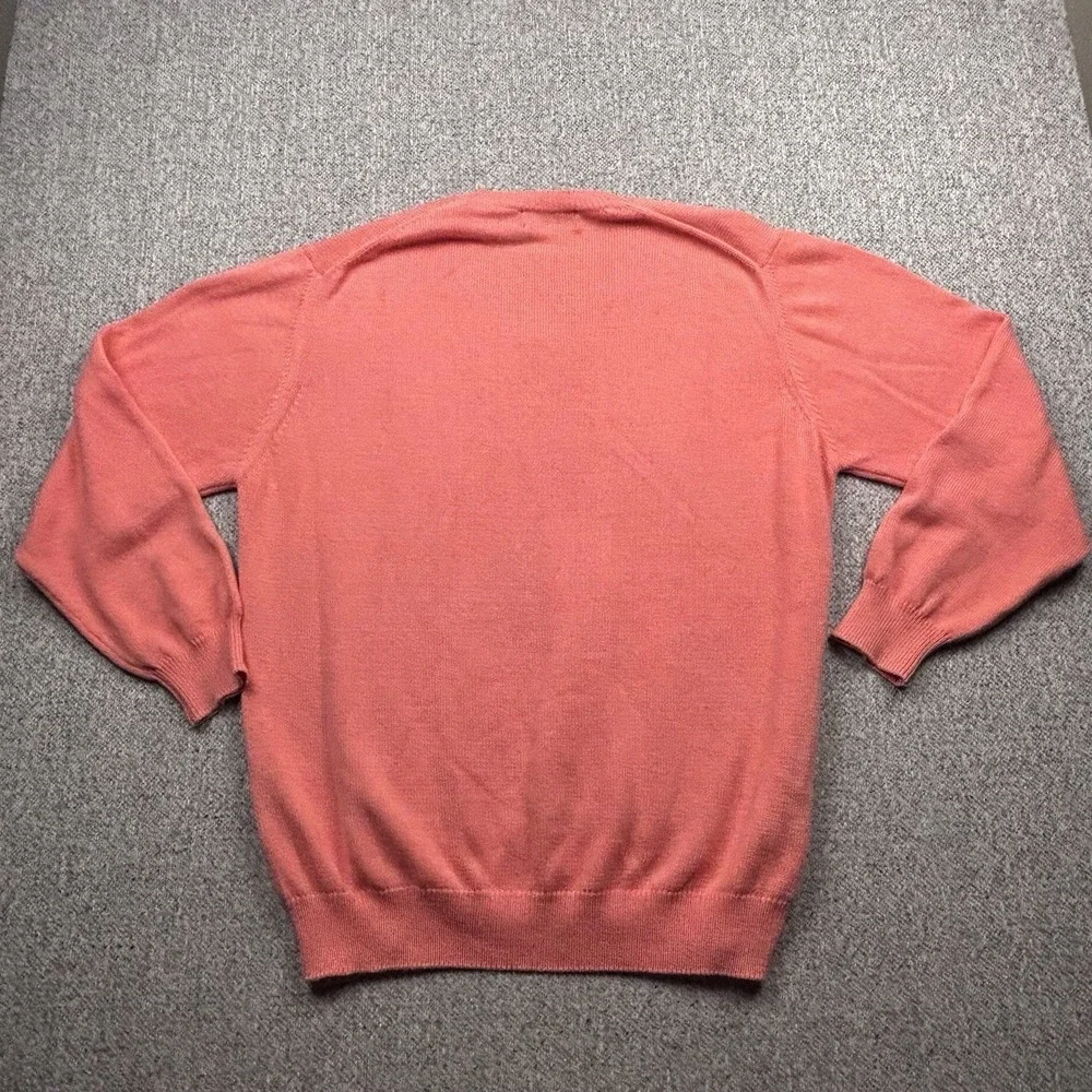 Vintage Brooks Brothers Makers Sea Island Cotton Sweater Mens XL Pink V Neck USA